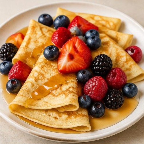 Crêpes minces au sirop d'érable — illustration générée