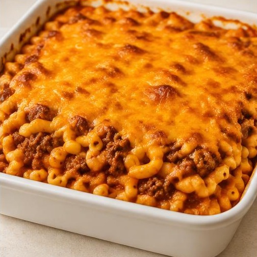 Macaroni à la viande gratiné — illustration générée