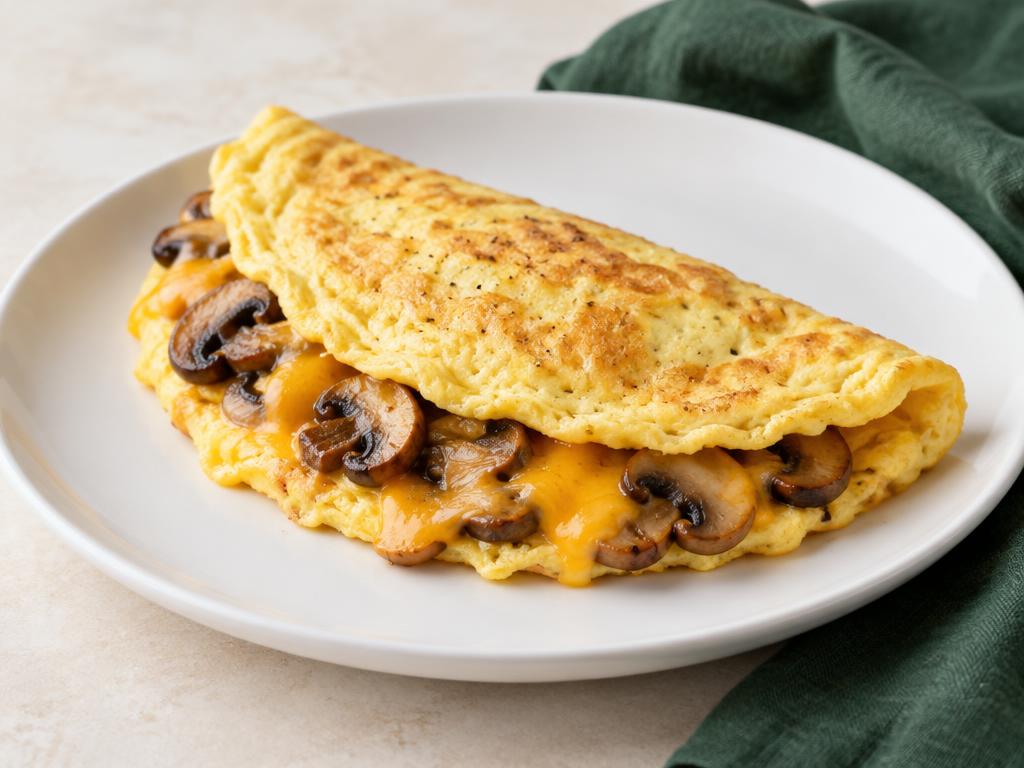 Omelettes aux champignons et cheddar — illustration générée