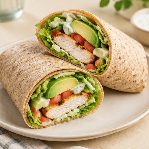 Wraps au poulet et avocat — illustration générée